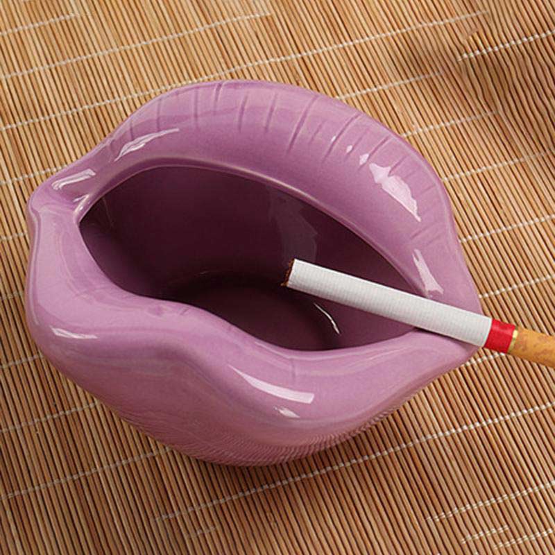 Cendrier bouche céramique émaillée forme lèvres rouge - vue 4