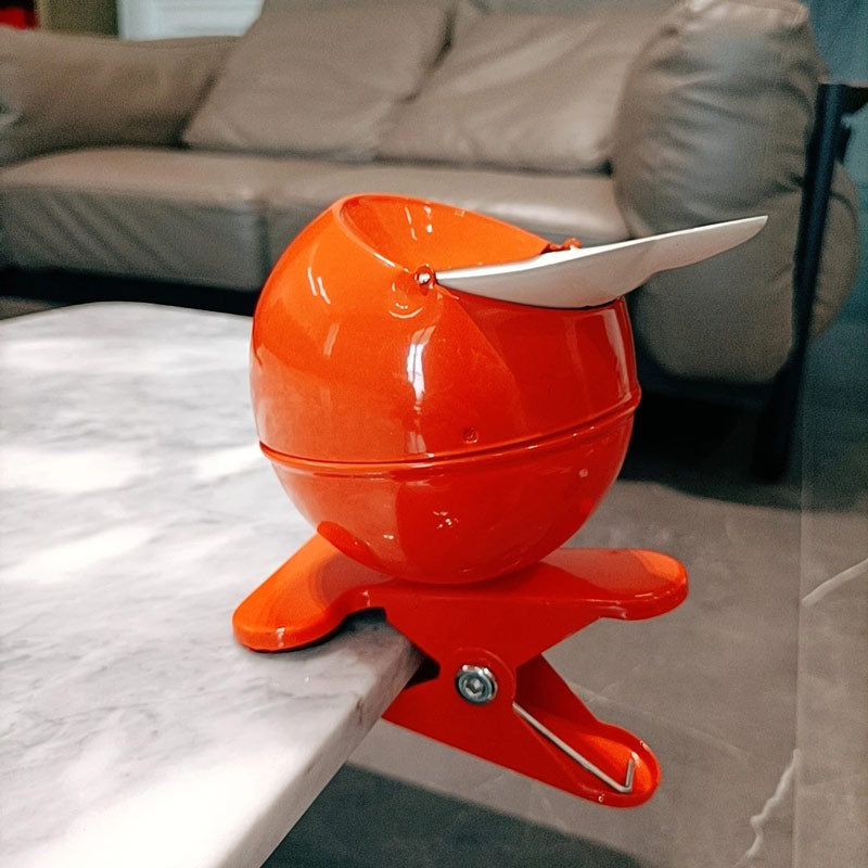 Plastique orange - cendrier boule à clipser ouvert intérieur