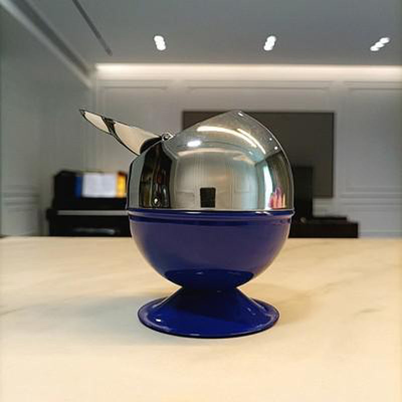 Cendrier boule sur pied design noir - vue principale