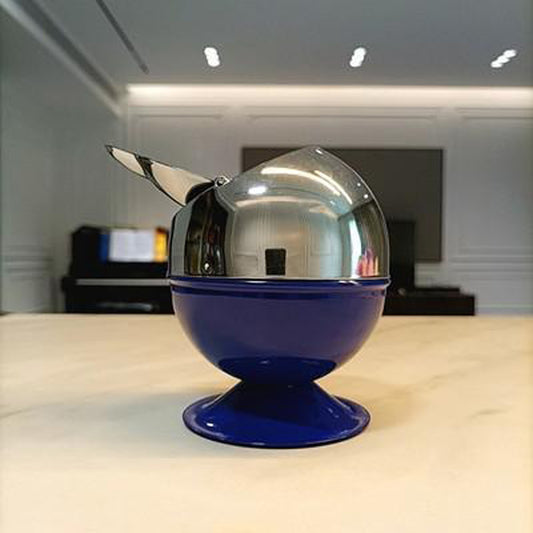 Cendrier boule sur pied design noir - vue principale