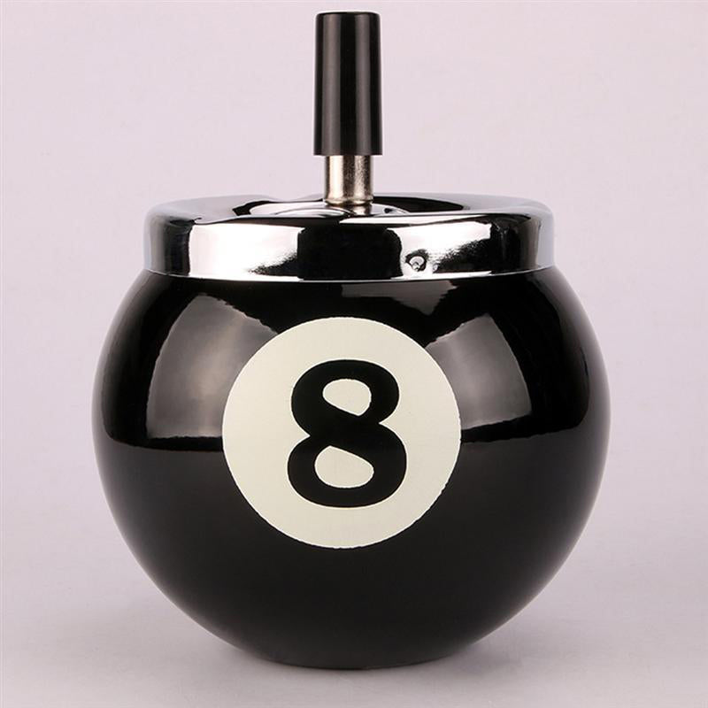 Résine noire laquée - cendrier boule de billard numéro 8 design collector