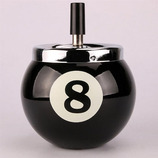 Résine noire laquée - cendrier boule de billard numéro 8 design collector