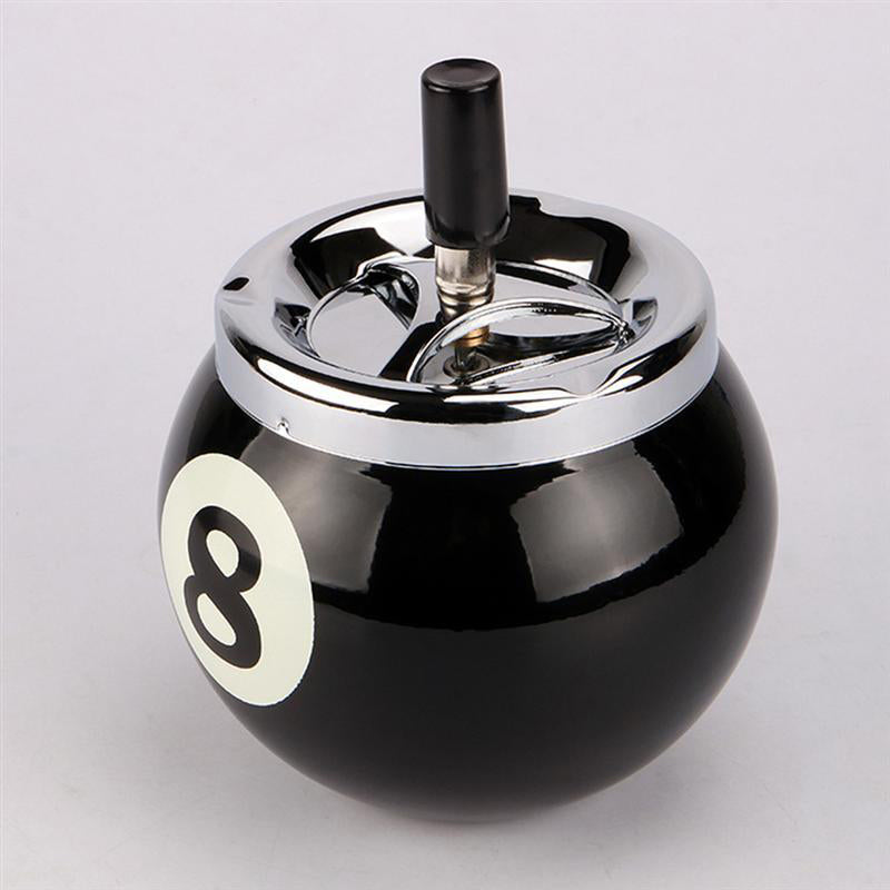 Résine noire laquée - cendrier boule de billard numéro 8 design collector