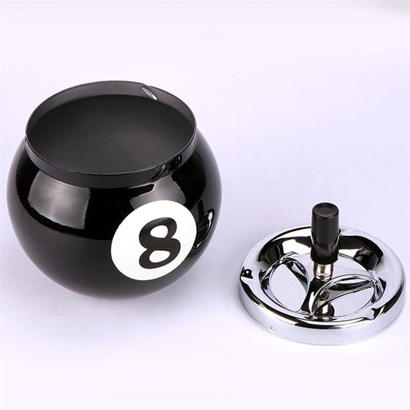 Résine noire laquée - cendrier boule de billard numéro 8 design collector