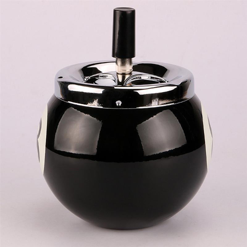 Résine noire laquée - cendrier boule de billard numéro 8 design collector