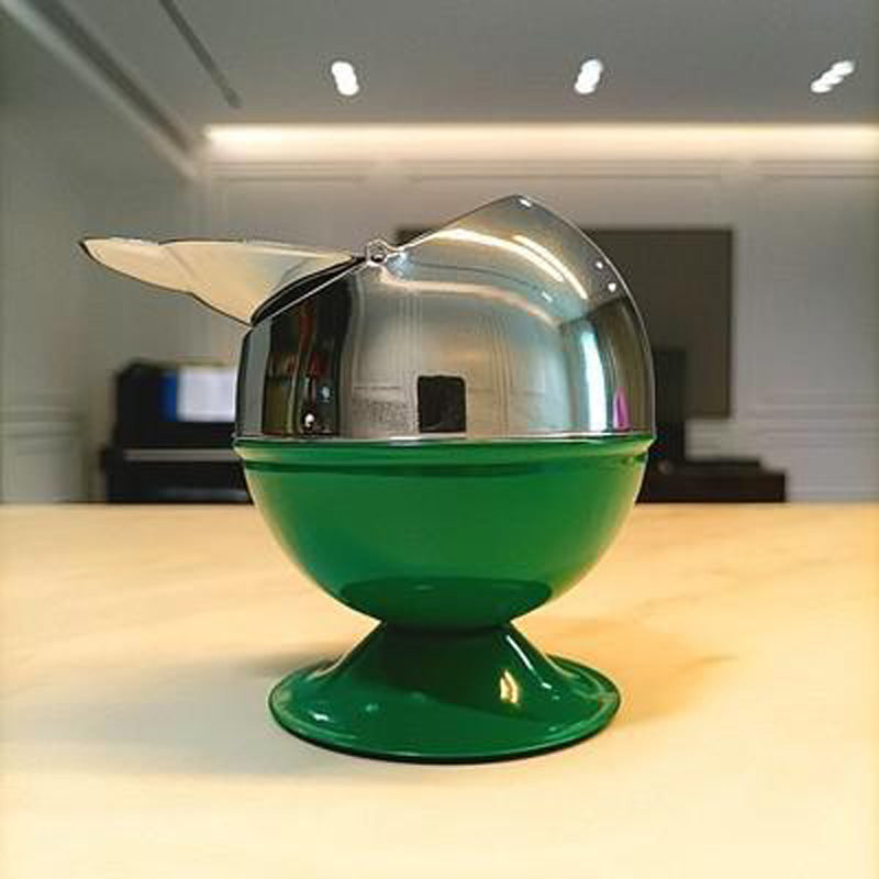 Cendrier boule sur pied design blanc - vue du dessus