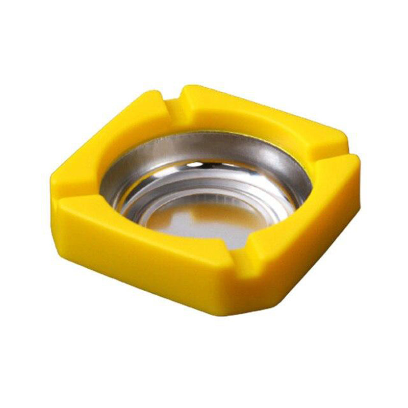 Acier inoxydable jaune - cendrier carré vue d'ensemble