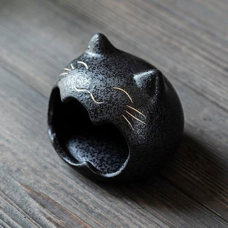 Céramique blanche - cendrier tête de chat vue de face