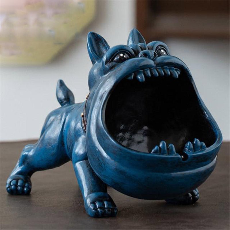 Céramique bleue - cendrier chien vue d'ensemble