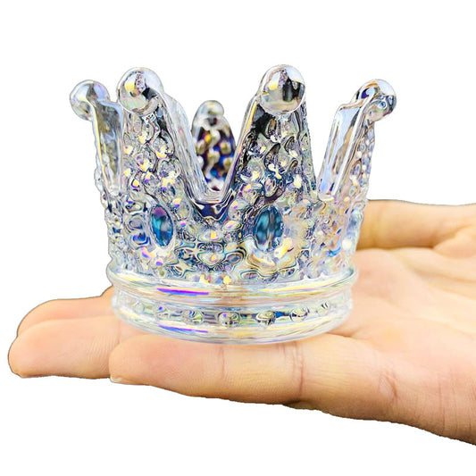 Cendrier couronne en verre soufflé transparent - vue 2