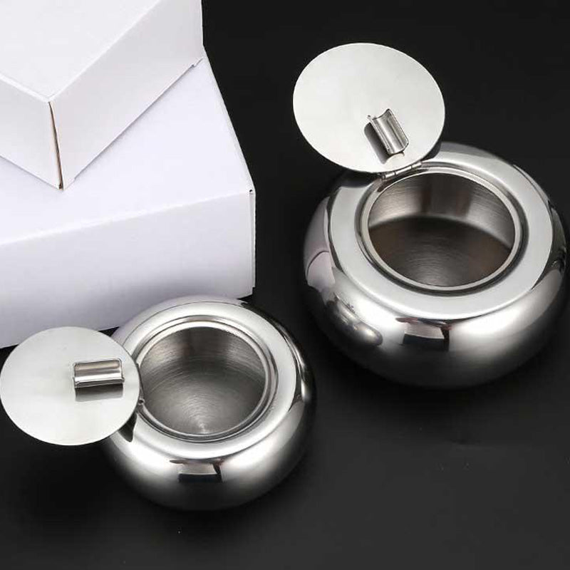 Inox poli - cendrier extérieur design sphère ouvert avec repose-cigarette