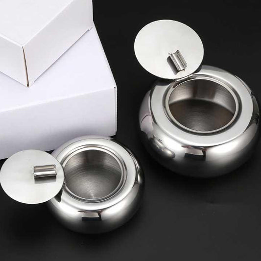 Inox poli - cendrier extérieur design sphère ouvert avec repose-cigarette