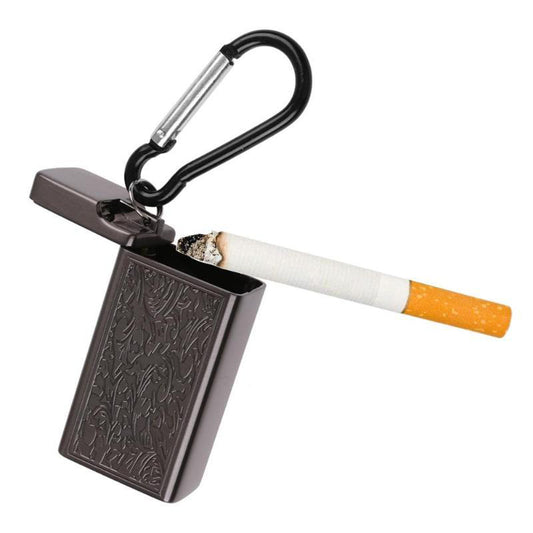 Métal noir - cendrier de poche porte-clé avec cigarette