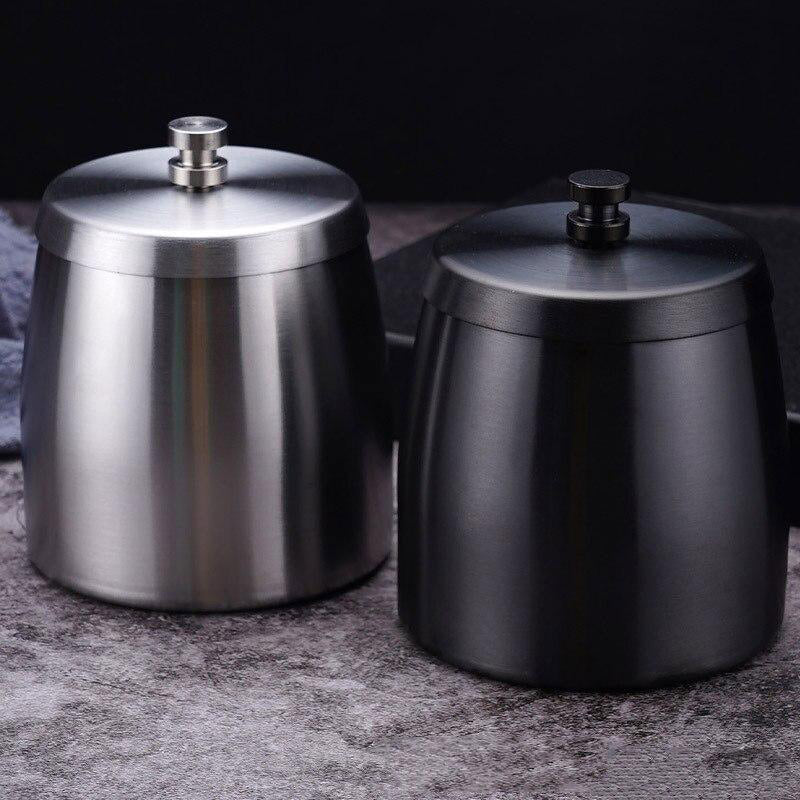 Inox noir - cendrier de table fermé avec couvercle