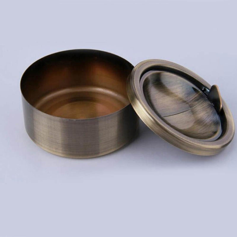 Inox bronze - cendrier design pas cher couvercle ouvert