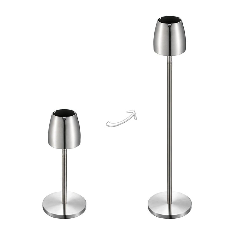Acier inoxydable brossé - cendrier design sur pied vue de face