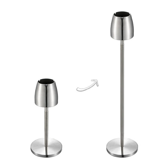 Acier inoxydable brossé - cendrier design sur pied vue de face