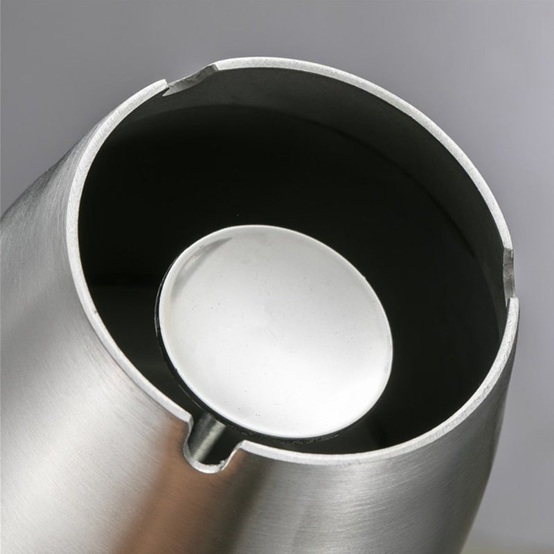 Acier inoxydable brossé - cendrier design sur pied vue de face