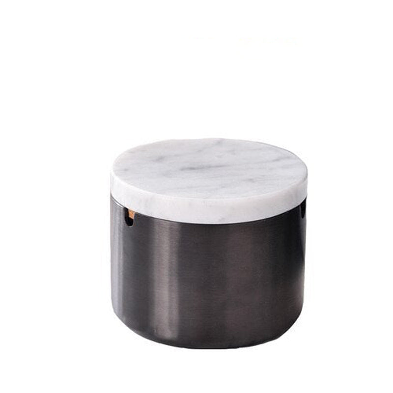 Cendrier en marbre blanc finition noire, grand format