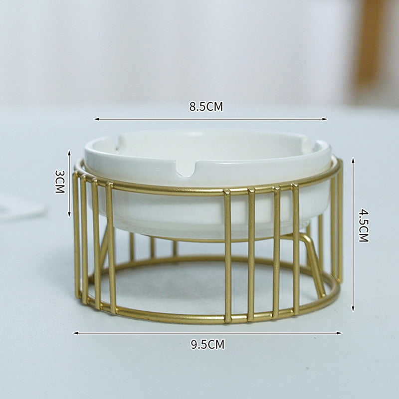Céramique motif lignes dorées - cendrier extérieur table