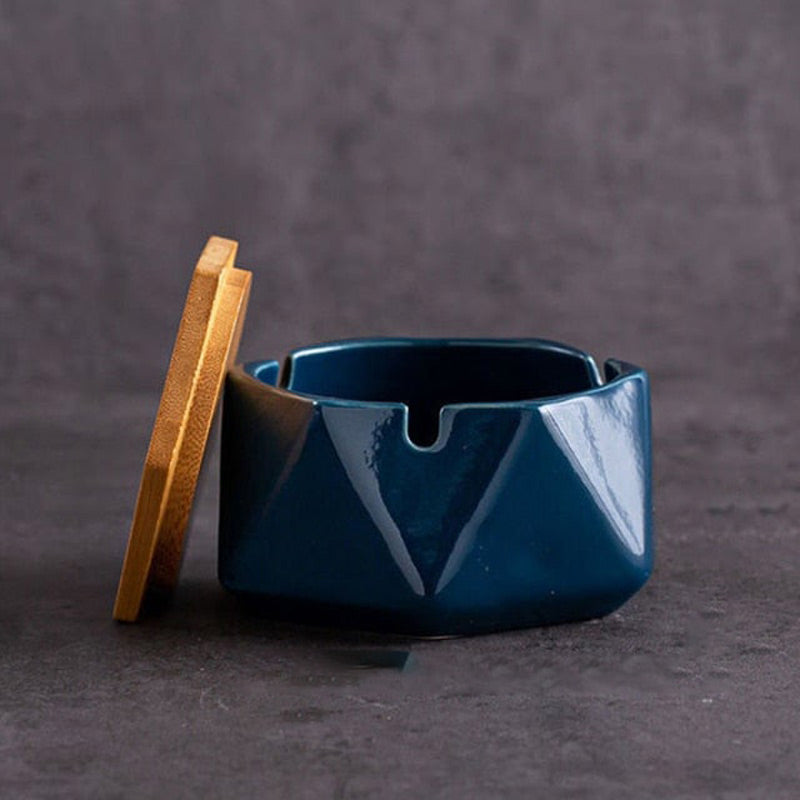 Céramique bleue - cendrier extérieur design