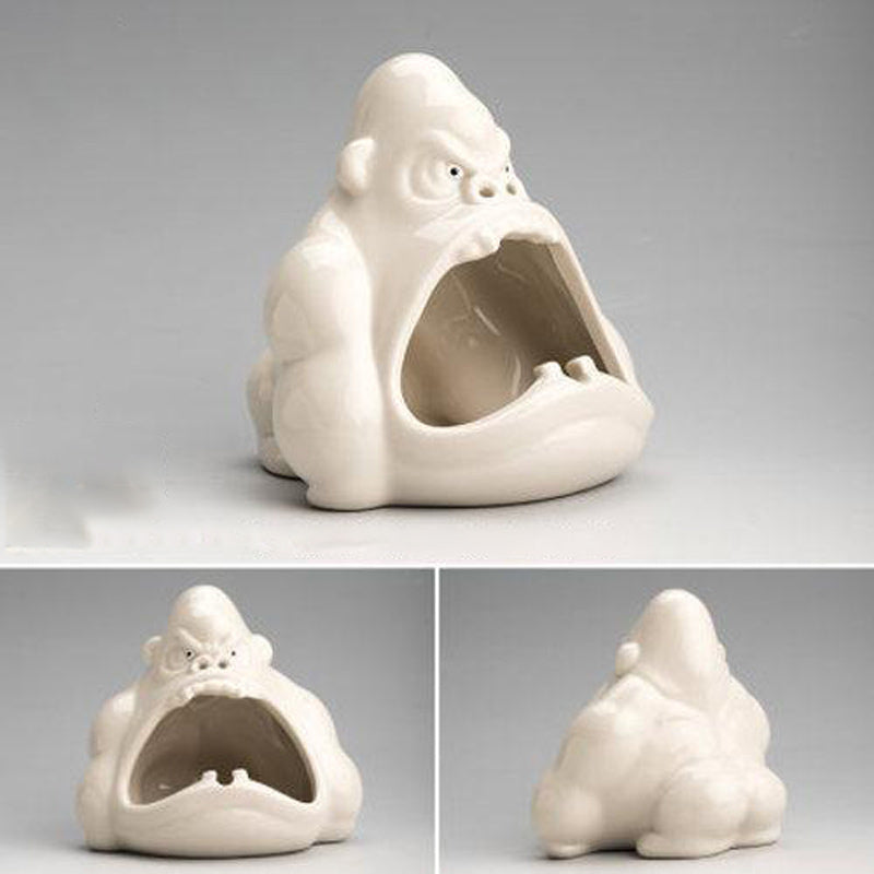 Résine peinte réaliste - cendrier gorille figurine original bureau design insolite