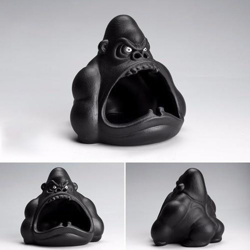 Résine peinte réaliste - cendrier gorille figurine original bureau design insolite