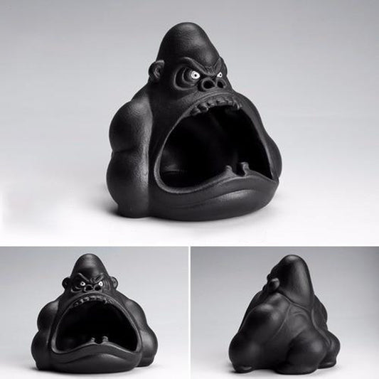 Résine peinte réaliste - cendrier gorille figurine original bureau design insolite