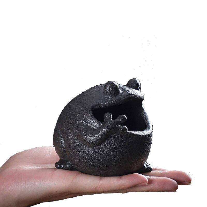 Cendrier grenouille céramique noir - vue principale