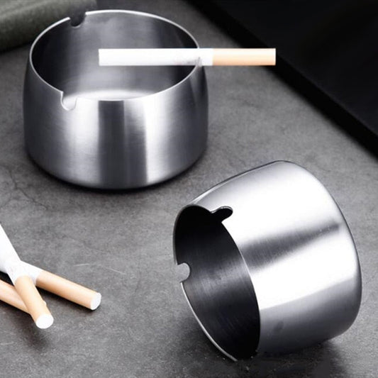 Cendrier de table en acier inoxydable poli - accessoire fumeur moderne et hygienique