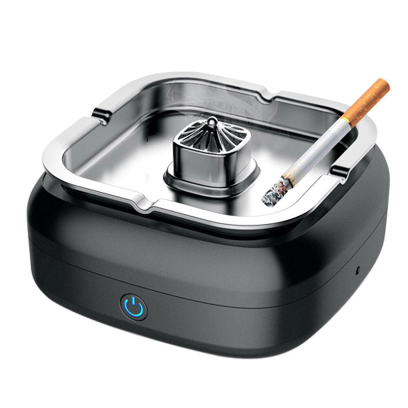 Plastique et métal gris - cendrier ionique purificateur d'air compact usage intérieur