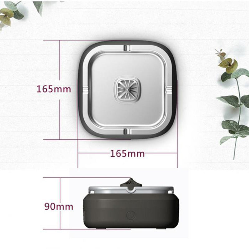 Plastique et métal gris - cendrier ionique purificateur d'air compact usage intérieur