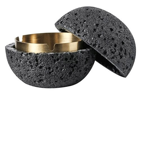 Cendrier Lune en Béton Noir Taille L