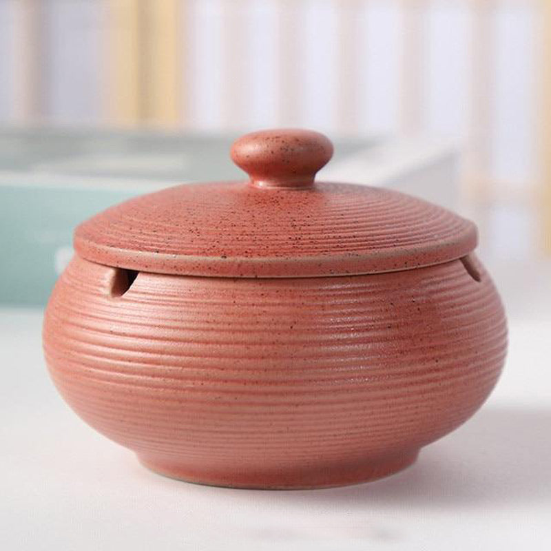 Cendrier marocain céramique rose pastel avec couvercle