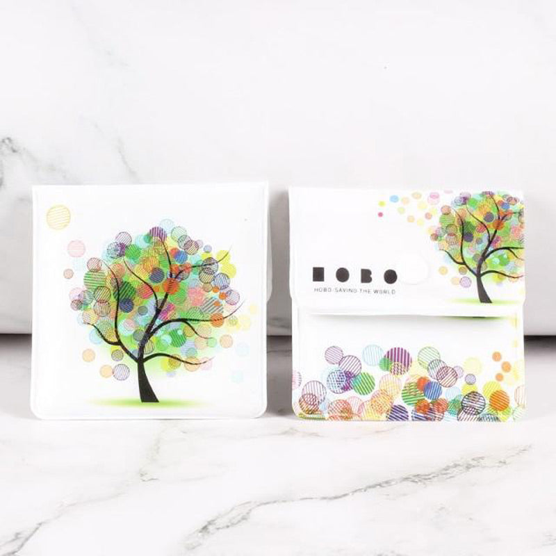 PVC imprimé arbre coloré - cendrier pochette souple fermé