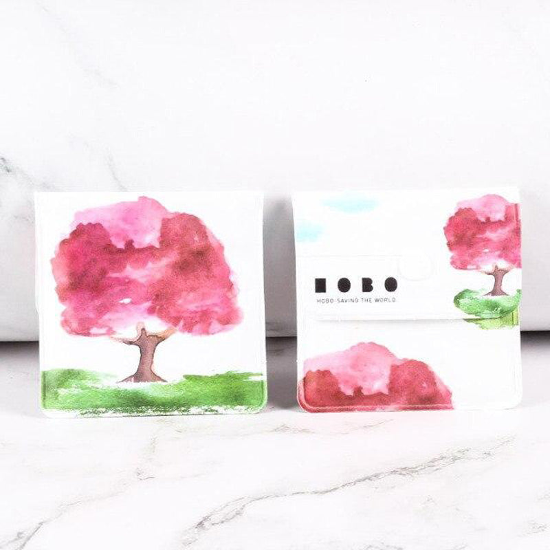 PVC imprimé arbre rose - cendrier pochette souple fermé