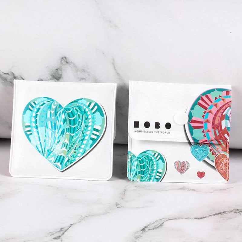 PVC imprimé coeur coloré - cendrier pochette souple fermé