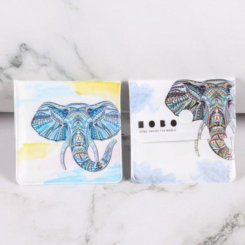 PVC imprimé éléphant coloré - cendrier pochette souple fermé