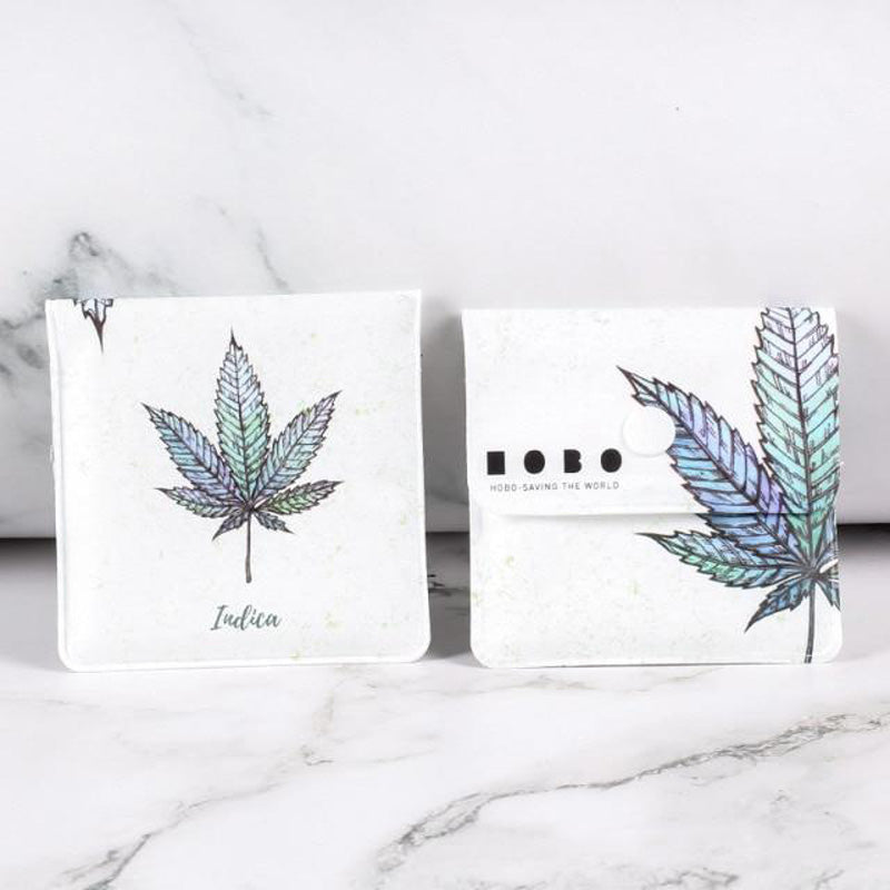 PVC imprimé feuille de cannabis indica - cendrier pochette souple fermé
