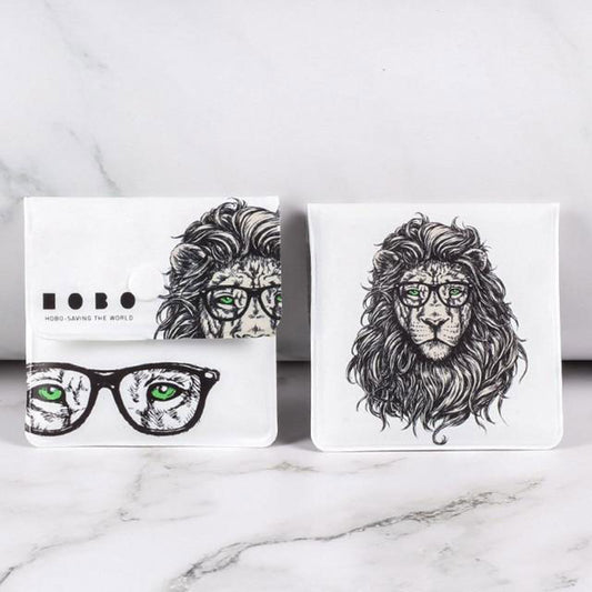 PVC imprimé lion à lunettes - cendrier pochette souple fermé