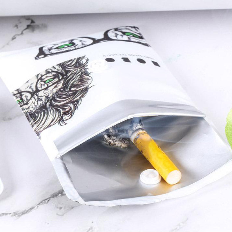 PVC imprimé lion à lunettes - cendrier pochette souple avec cigarette