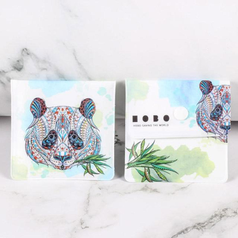 PVC imprimé panda coloré - cendrier pochette souple fermé