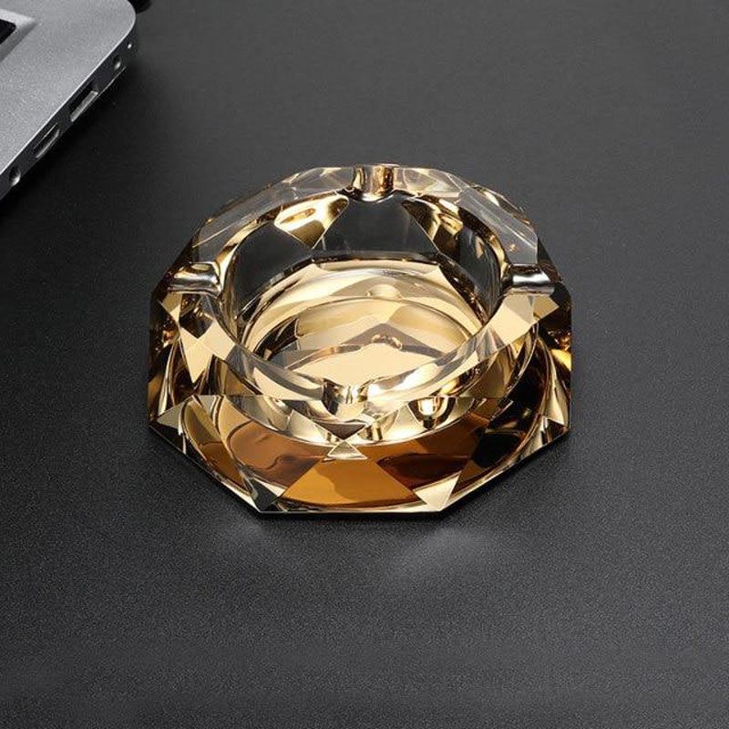 Verre doré - cendrier design forme diamant vue d'ensemble
