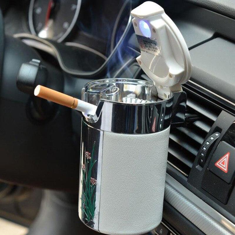 Plastique blanc - cendrier voiture LED avec cigarette