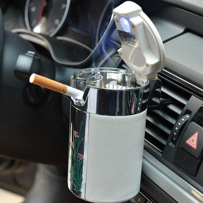 Plastique blanc - cendrier voiture LED avec cigarette