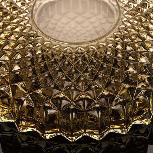 Verre ambré doré - grand cendrier en verre zoom détail